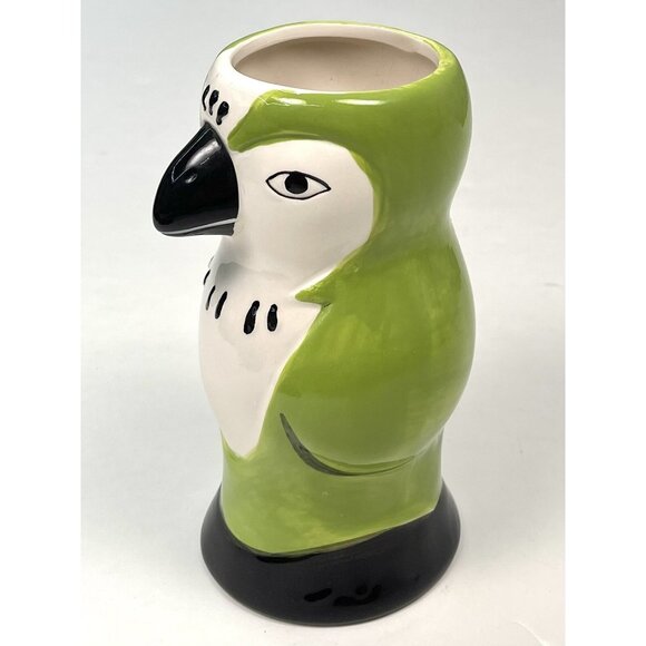 VTG CARNIVAL CRUISE Green Ceramic Parrot Macaw Bird Tiki VASE Planter 6.25" EUC - Picture 3 of 6